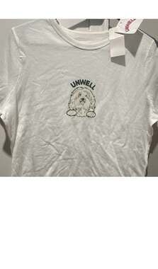Unwell Dog Graphic T-Shirt White Size M